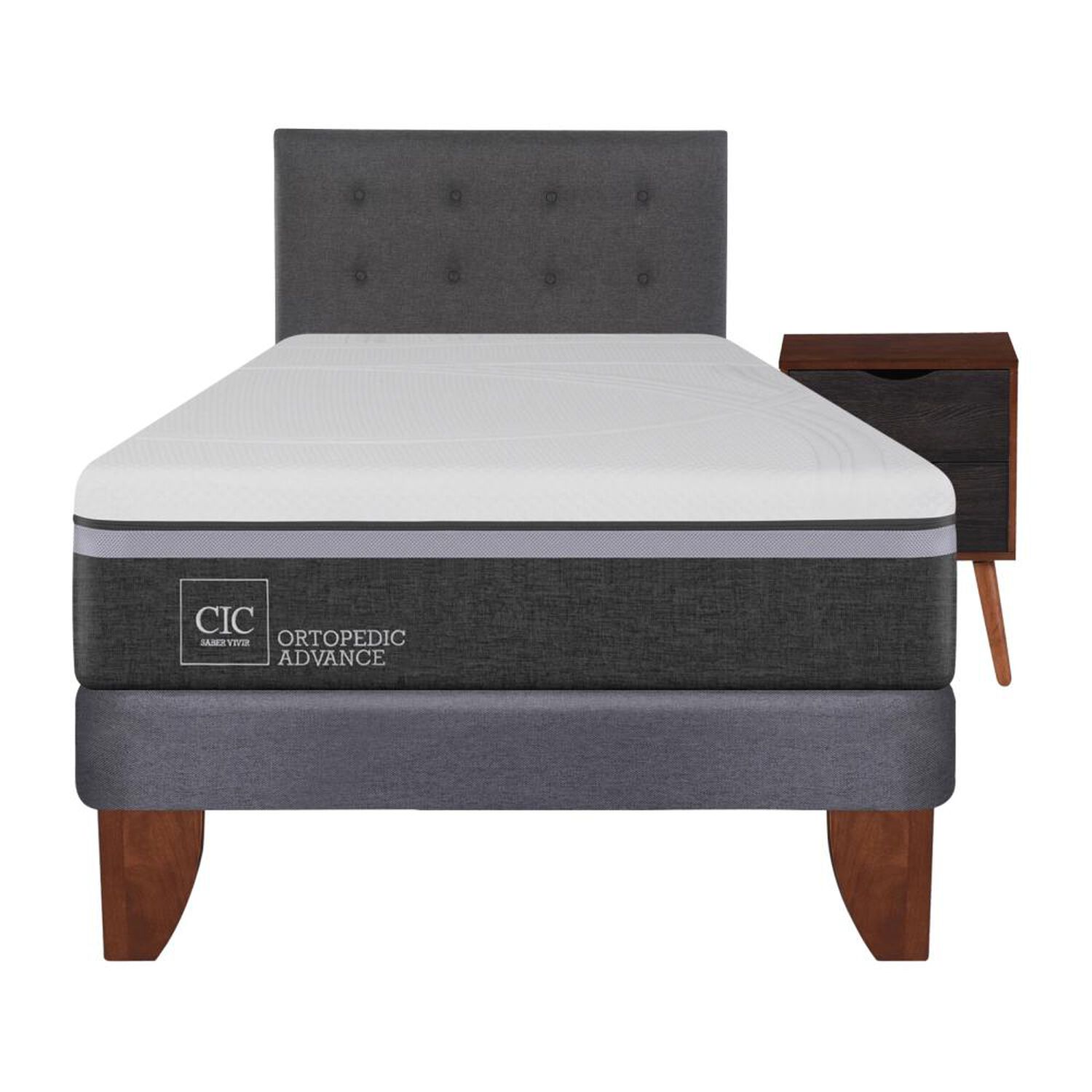 Cama Europea Cic Ortopedic Advanced / 1.5 Plazas / Base Normal + Set De Maderas image number 0.0
