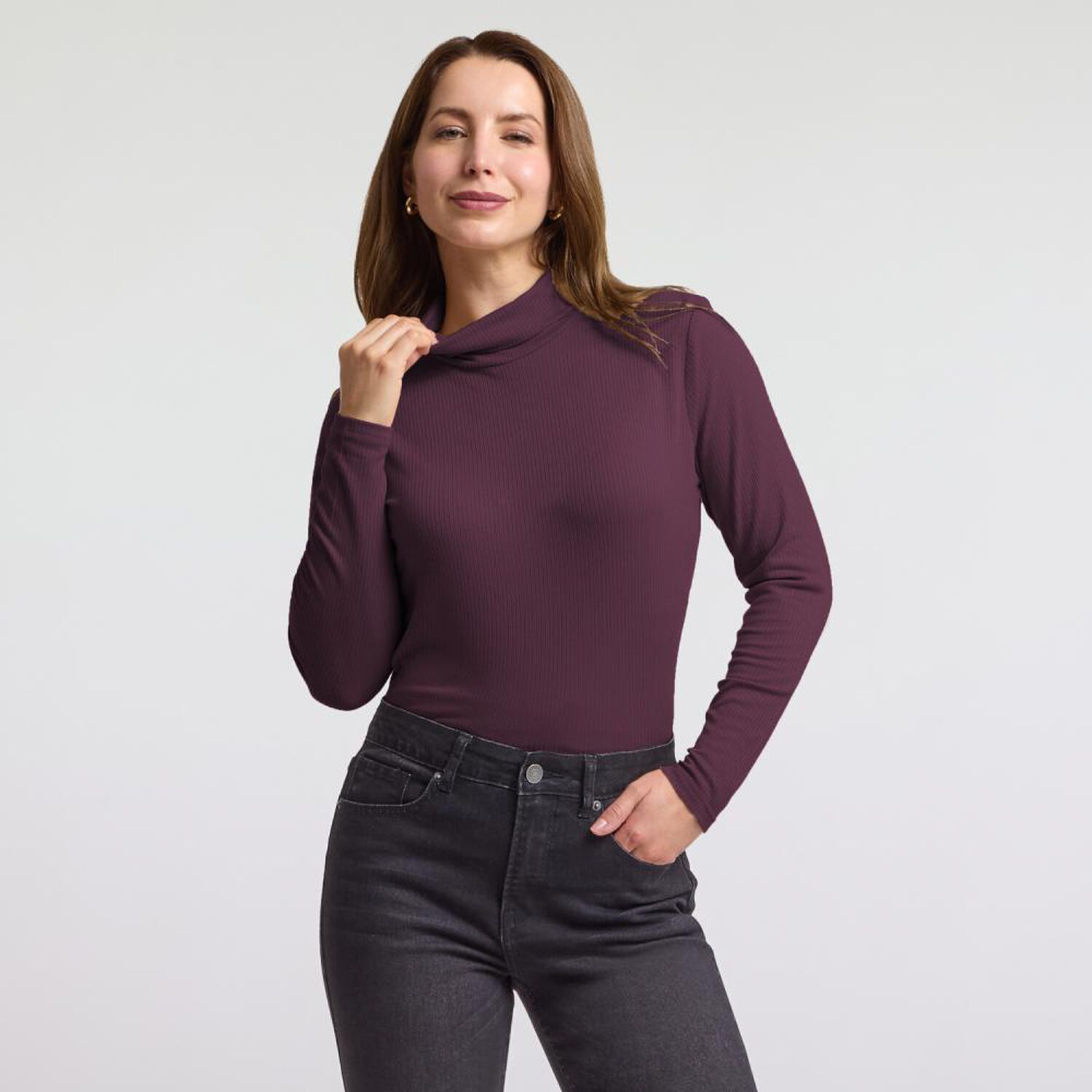 Polera Rib Manga Larga Cuello Beatle Mujer Geeps image number 0.0