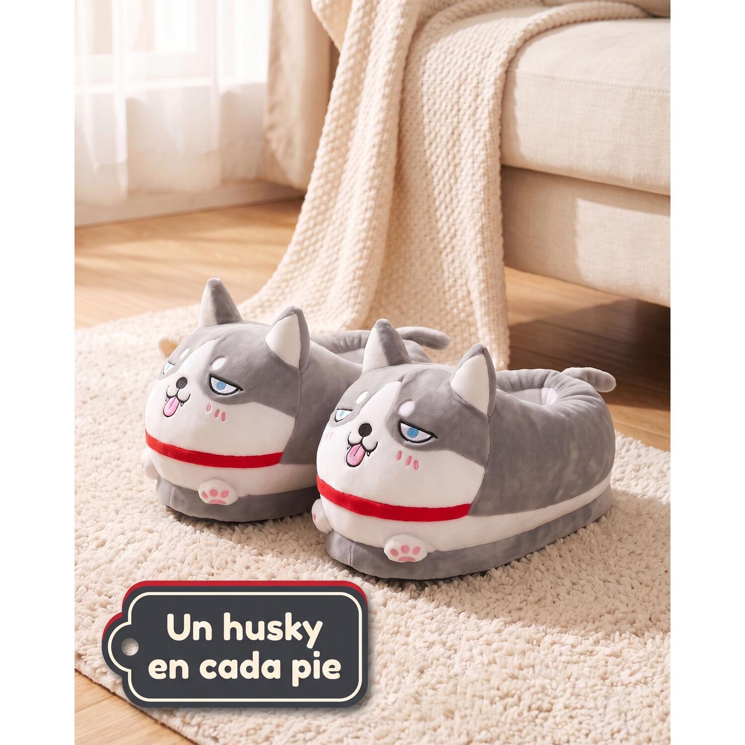 Pantuflas De Perrito Husky Kawai Talla Unica (38-43) image number 5.0