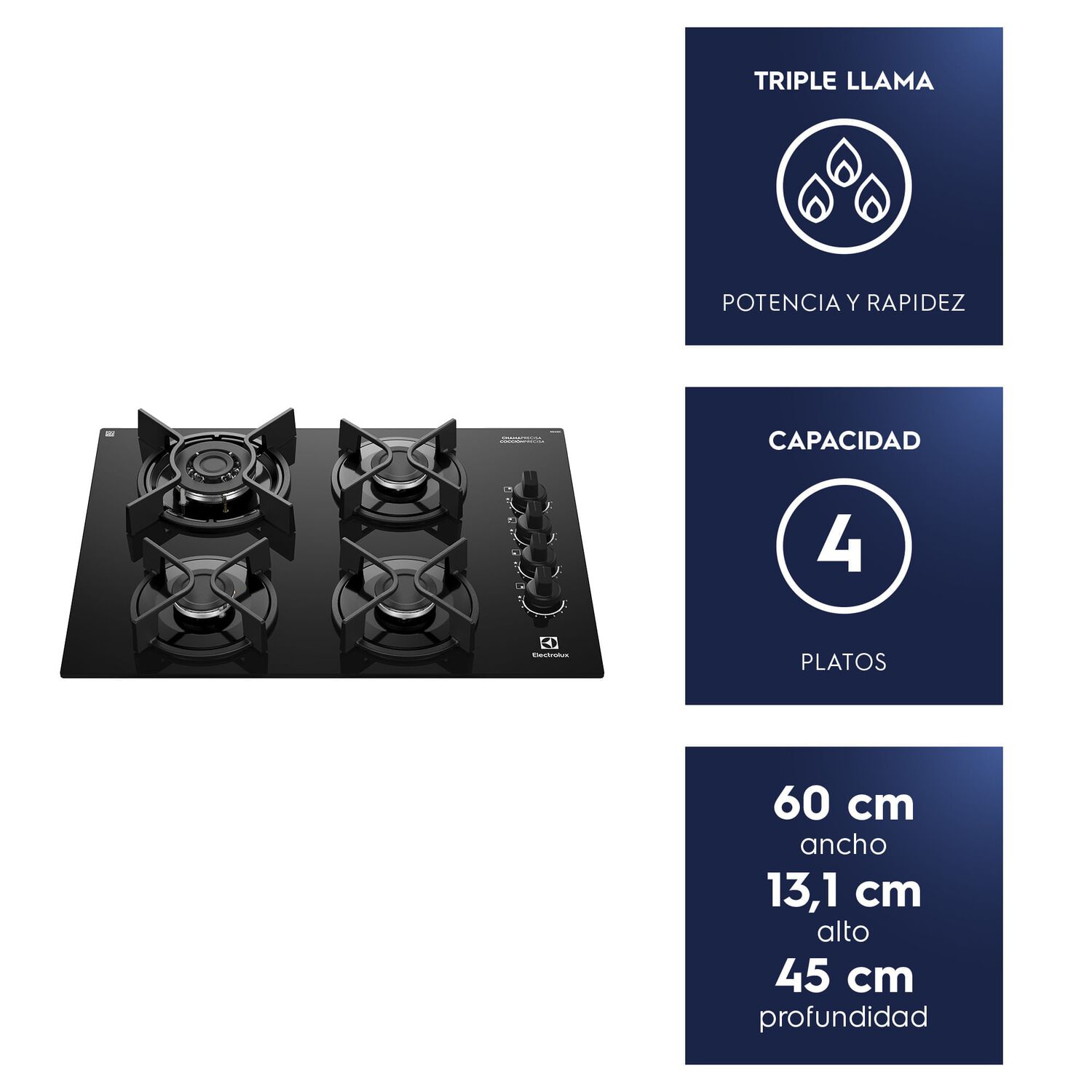 Encimera A Gas 4 Platos Experience Triple Llama Ke4gc image number 1.0