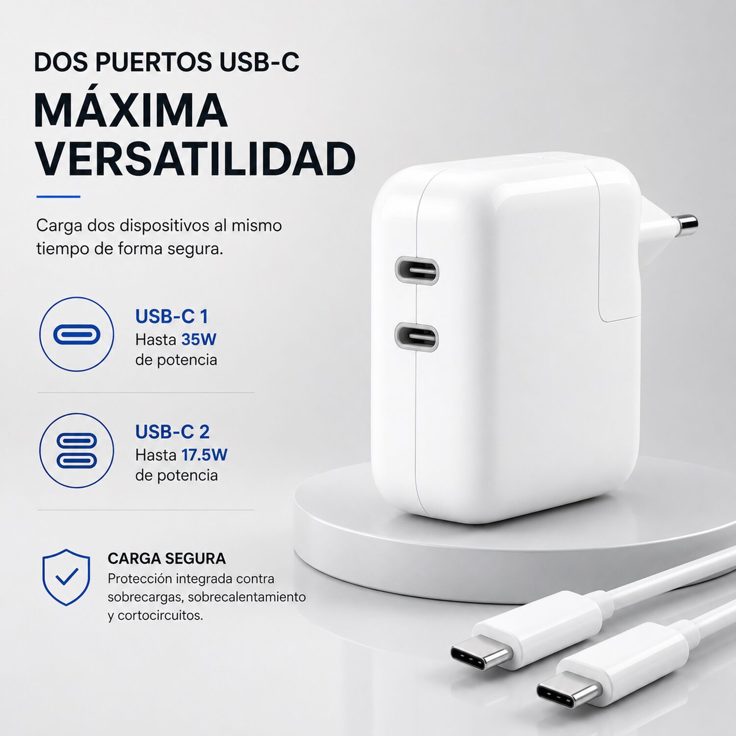 Adaptador Usb-c Doble Puerto 35w Compatible Iphone Ipad image number 2.0