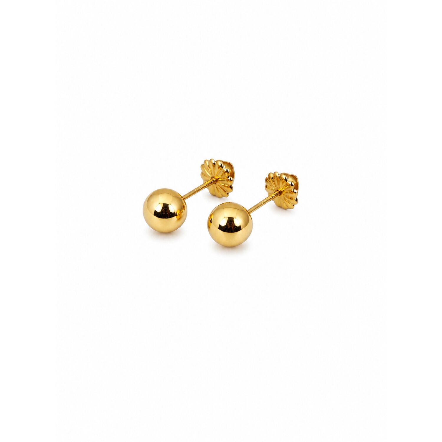 Aros Bolita 6mm N4 Oro 18k 0.75gr Ni&ntilde;a Juvenil Hipoalerg&eacute;nic Dorado image number 1.0