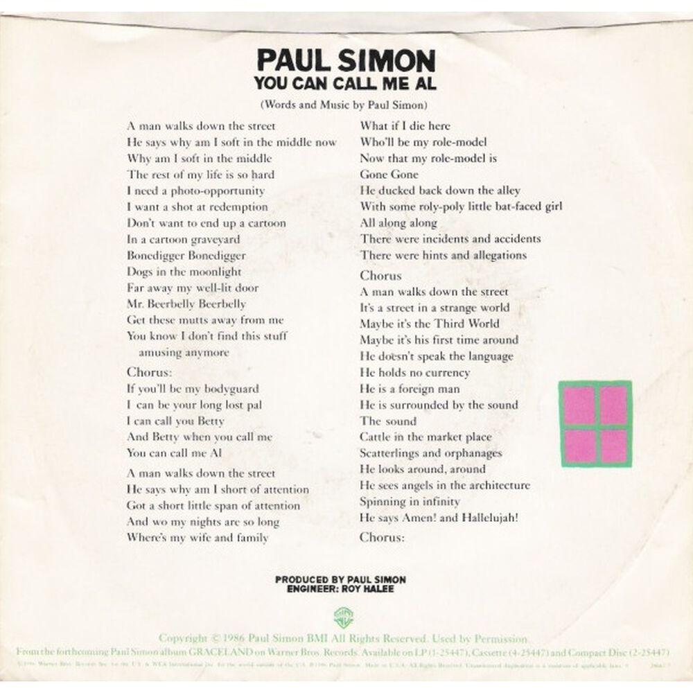 Paul Simon - You Can Call Me Al | 7" Single Vinilo Usado image number 1.0