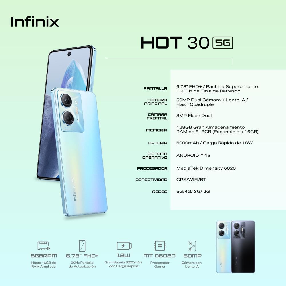 Smartphone Infinix Hot 30 / 5G / 128 GB / Liberado image number 5.0