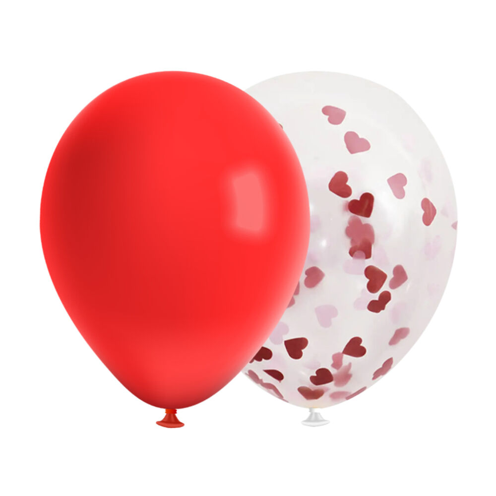 Set 6 Globos Rojo + Confetti Corazon San Valentin Big Party image number 1.0
