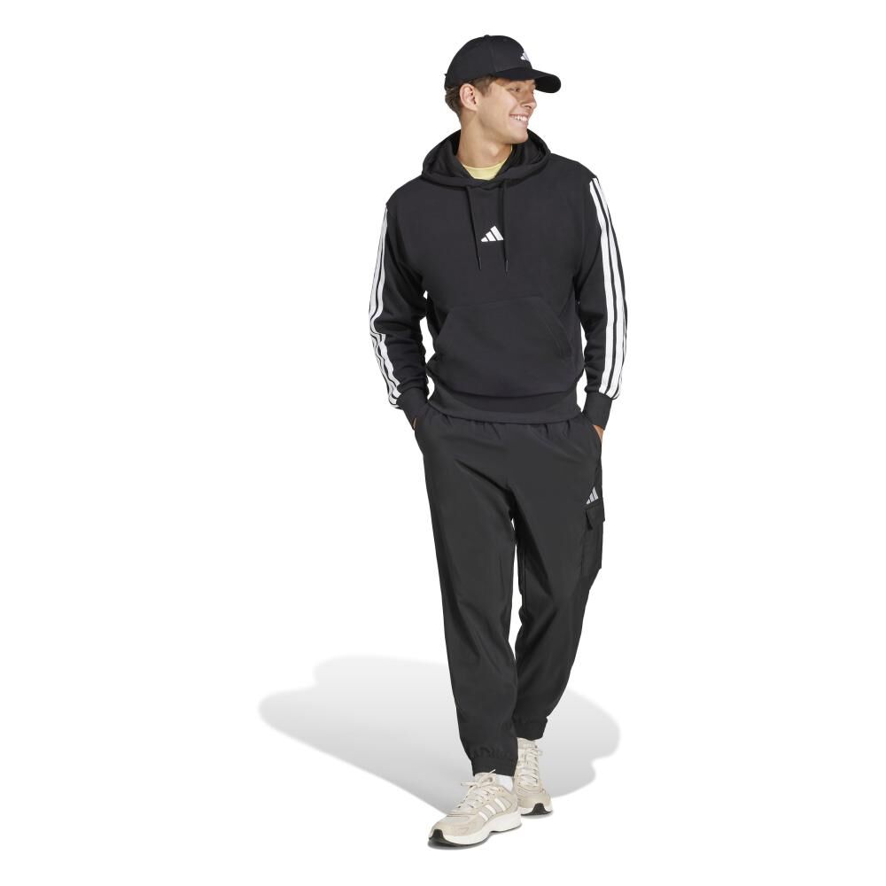 Polerón Con Capucha Hombre Essentials 3 Tiras Felpa Francesa Adidas image number 4.0