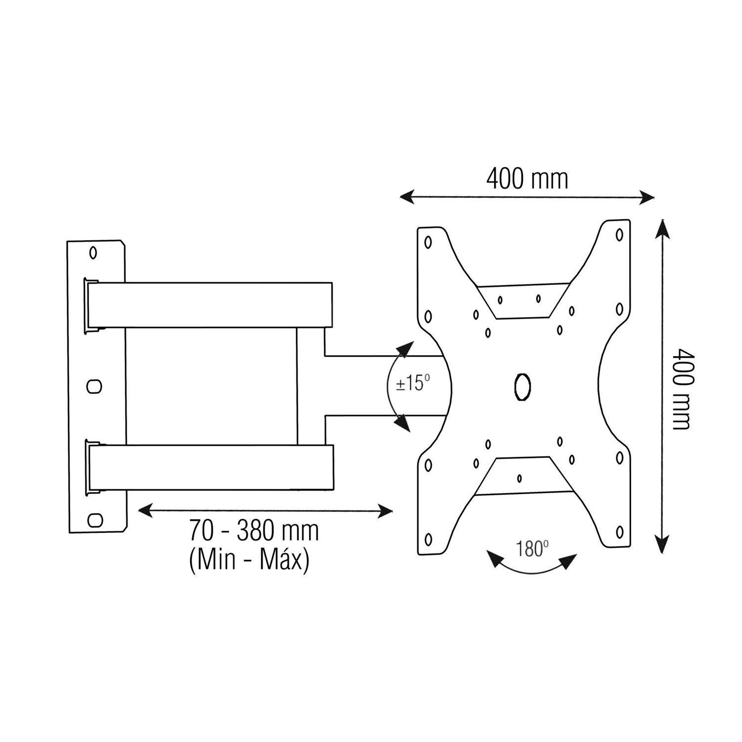 Soporte Con Brazo Articulado De 38cm 23"~56" 360 Sbrp2040b Blanco Brasforma - Sbrp2040b image number 3.0