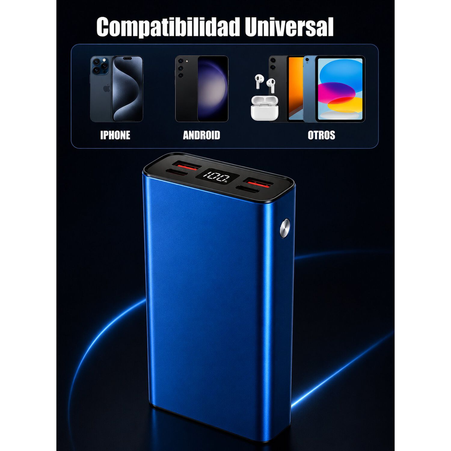Bater&iacute;a Externa Power Bank 20000mah Carga R&aacute;pida Port&aacute;til image number 3.0