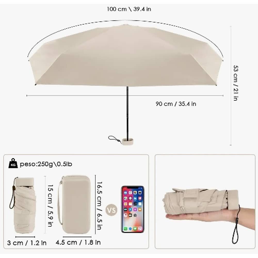 Mini Paragua Plegable Port&aacute;til Anti-uv Beige image number 4.0