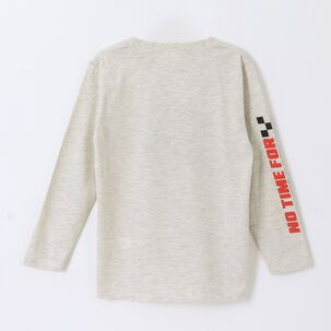 Polera Manga Larga Ni&ntilde;o Rayo Mcqueen Cars Gris Disney