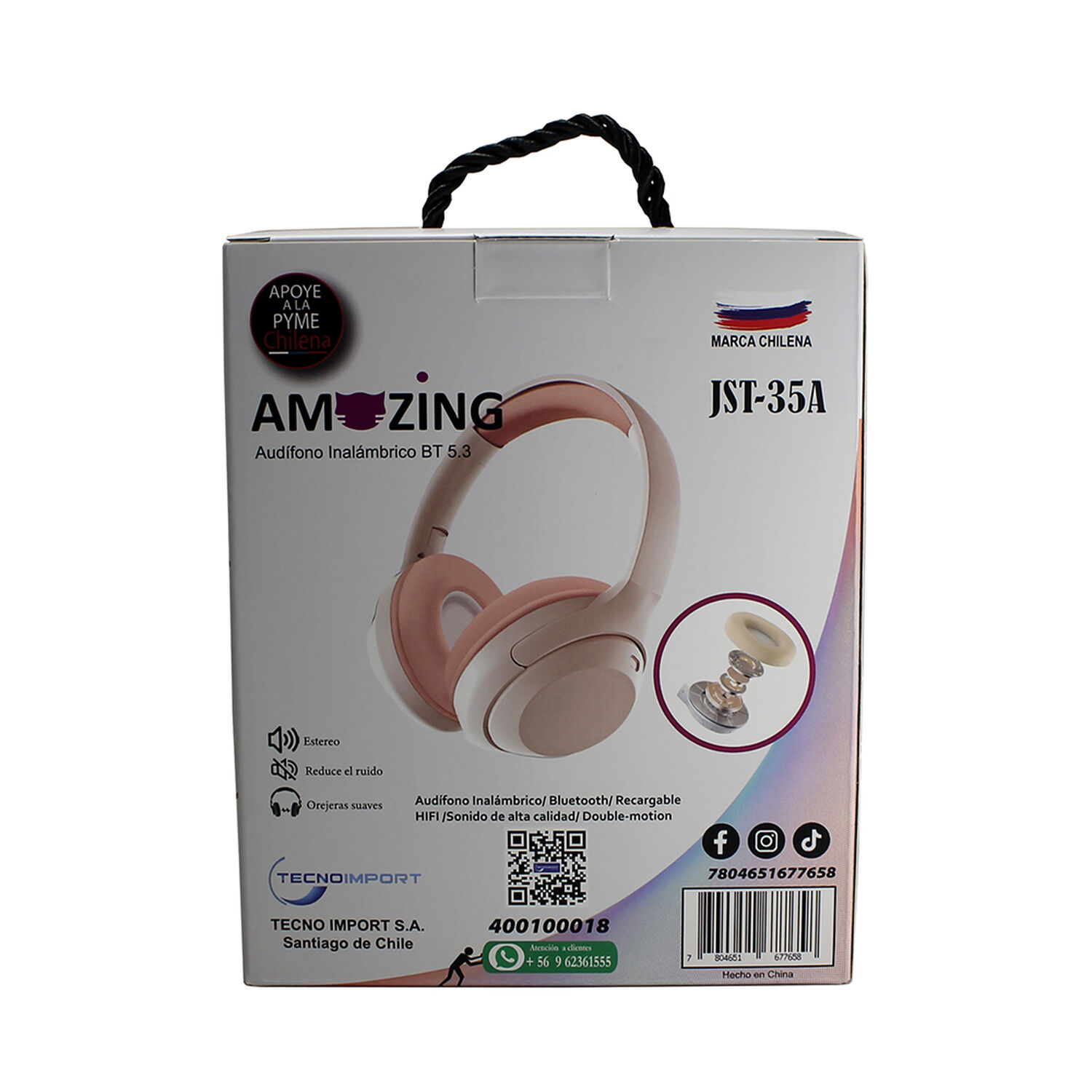 Aud&iacute;fono Jst-35a Super Bass / Bluetooth 5.3 Rosa image number 3.0