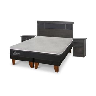 Cama Europea Cic Hybrid Smart / King / Base Dividida + Set De Maderas
