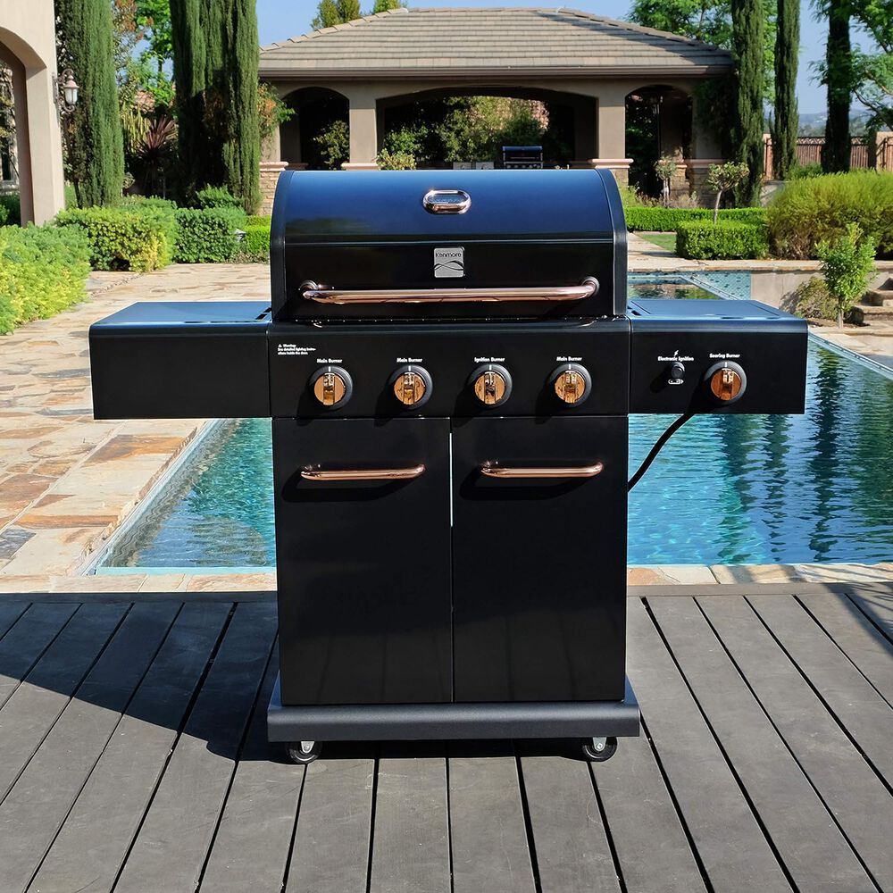 Parrilla A Gas 4 Quemadores + Sellador Lateral - Color Negro / Cobre image number 1.0