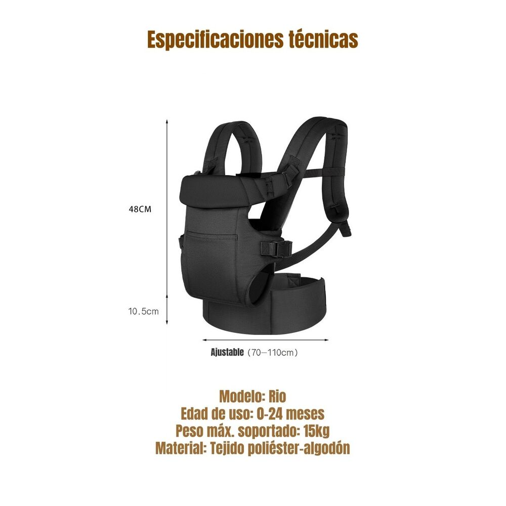 Portabeb&eacute; Ergon&oacute;mico Multifuncional Caf&eacute; Rio By Lubabycas image number 6.0