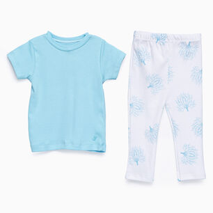 Pijama Turquesa Ramas Algod&oacute;n Peruano