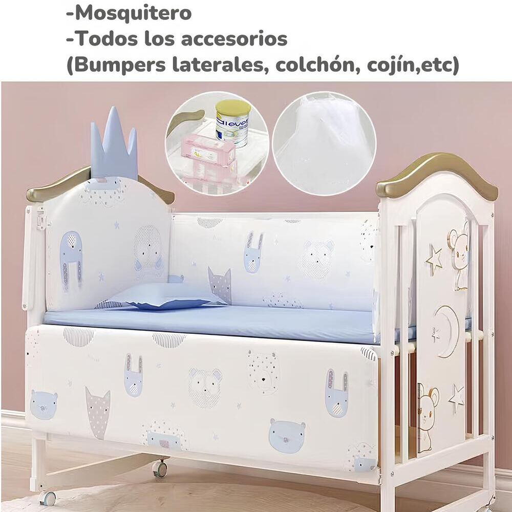 Cuna Colecho Madera Con Mudador Mosquitero Lubabycas Azul image number 1.0