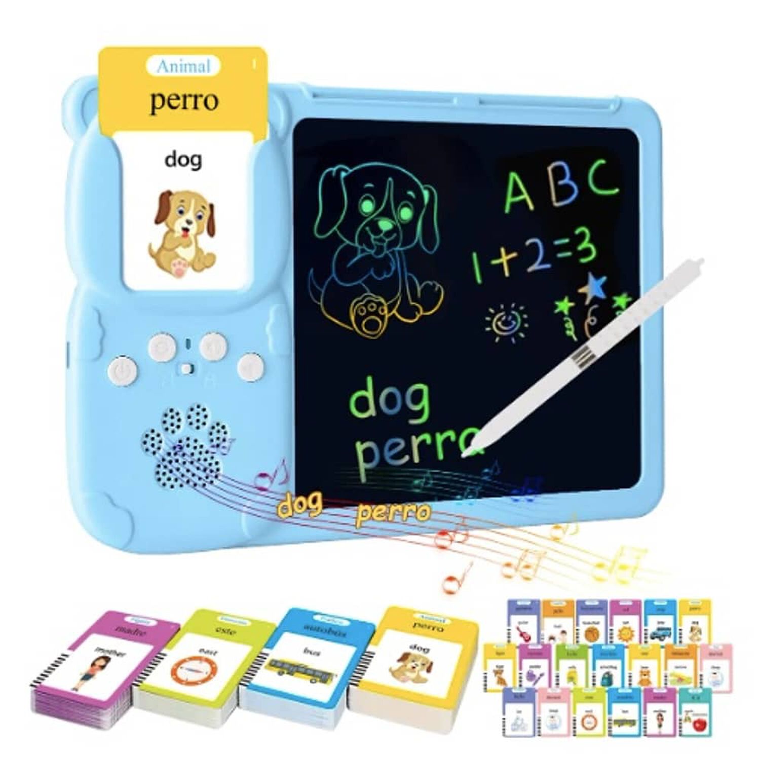 Tablero Did&aacute;ctico Con 255 Tarjetas Espa&ntilde;ol-ingl&eacute;s Para Ni&ntilde;os image number 0.0