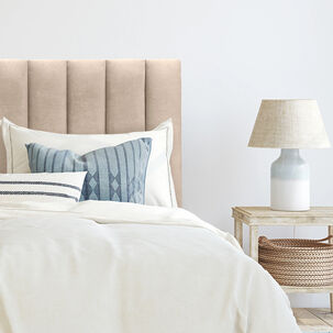 Respaldo De Cama Tubular Vertical Felpa Beige 2 Plazas