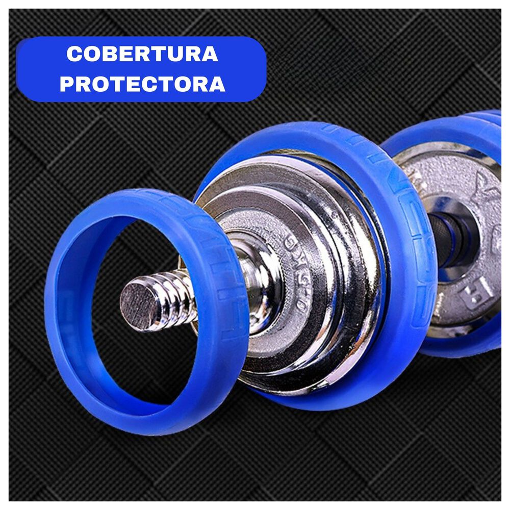 Set Mancuernas De Metal Cromadas 20 Kg Con Barra image number 3.0