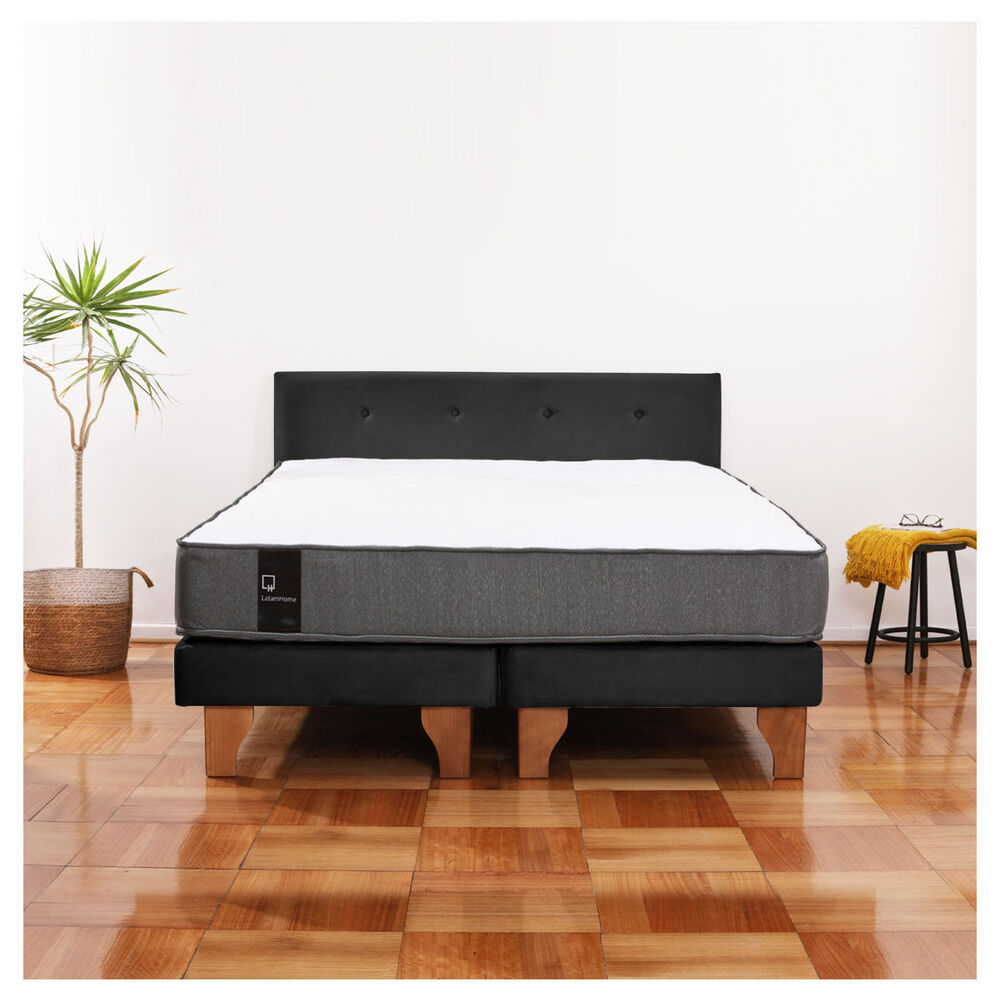 Cama Europea Zen Best Tela Velvet Negro 2 Plazas + Respaldo image number 0.0