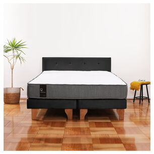 Cama Europea Zen Best Tela Velvet Negro 2 Plazas + Respaldo