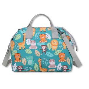 Bolso Maternal Panales Oxford 31cm Panalera Portatil Multifuncional Estampada Turquoise Animals
