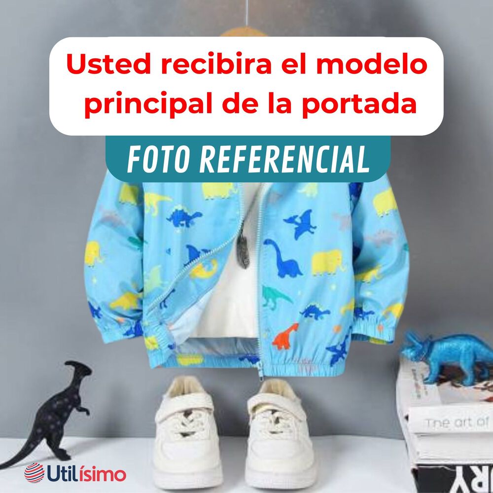Cortaviento Impermeable Chaqueta Estampado Ni&ntilde;o Beb&eacute; Orange Colored Dinosaurs image number 6.0