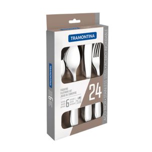 Juego De Cubiertos 24 Piezas Tramontina Mares&iacute;as Acero Inoxidable Cuchillos Asado