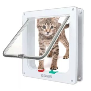 Puerta Mascotas Ajustable Peque&ntilde;as Ventana Transparente