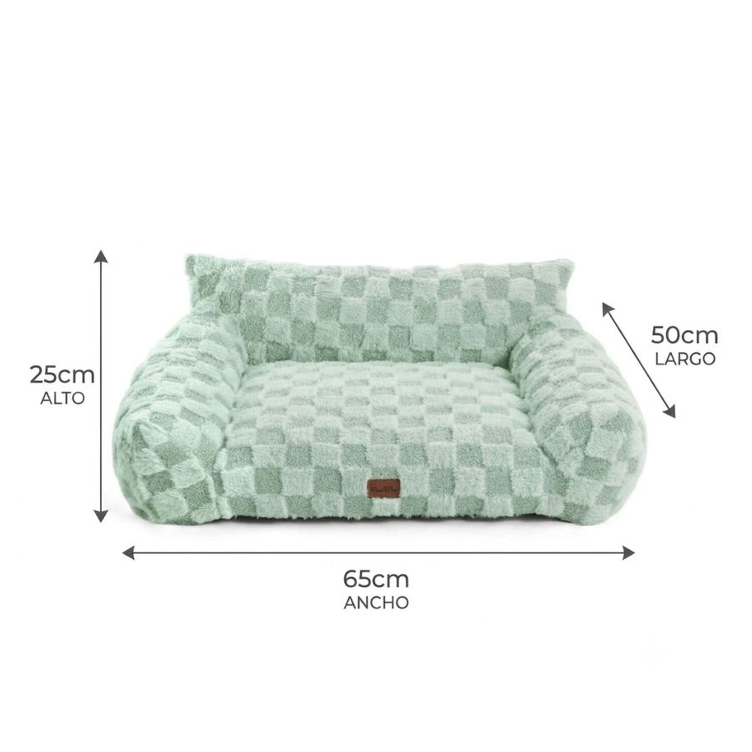 Cama Sof&aacute; Para Perros Y Gatos Dise&ntilde;o Cuadros Verde Lavable Talla S image number 1.0