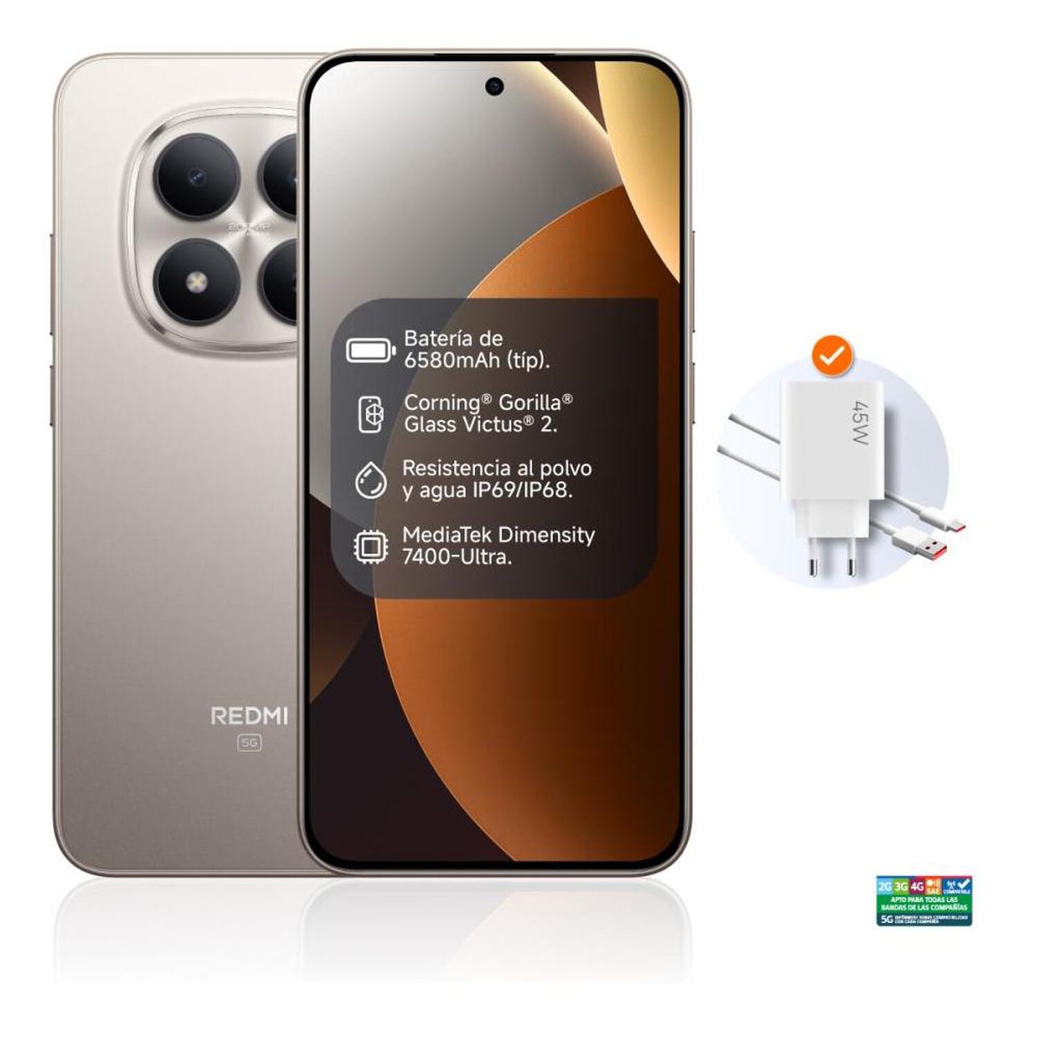 Smartphone Xiaomi Redmi Note 15 Pro / 5G / 256 GB / Titanio / Liberado + Redmi Buds 6 Play image number 1.0