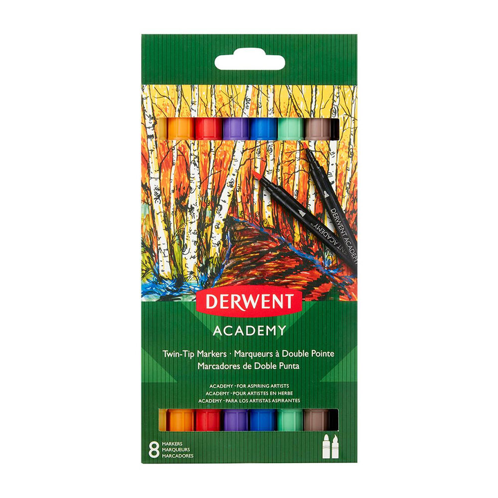 Marcadores Doble Punta Brush 8 Unidades Derwent Academy image number 2.0