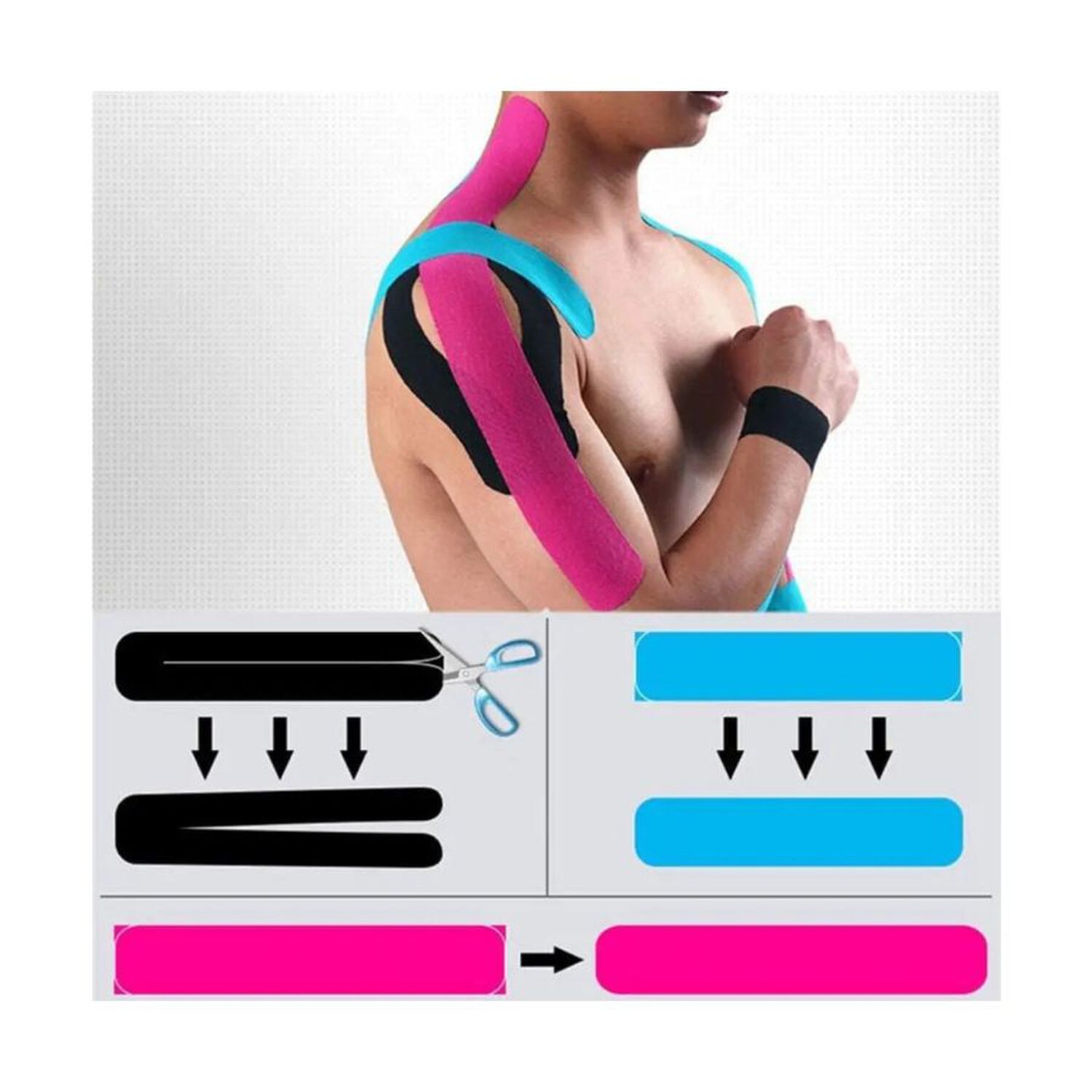Pack 2 Cinta Kinesiologica Sportstape Vendaje Neuromuscular 5mx5cm image number 2.0