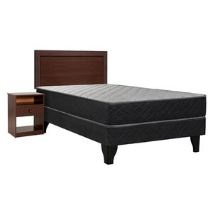 Cama Europea Celta Apolo Black / 1.5 Plazas / Base Normal + Set De Maderas