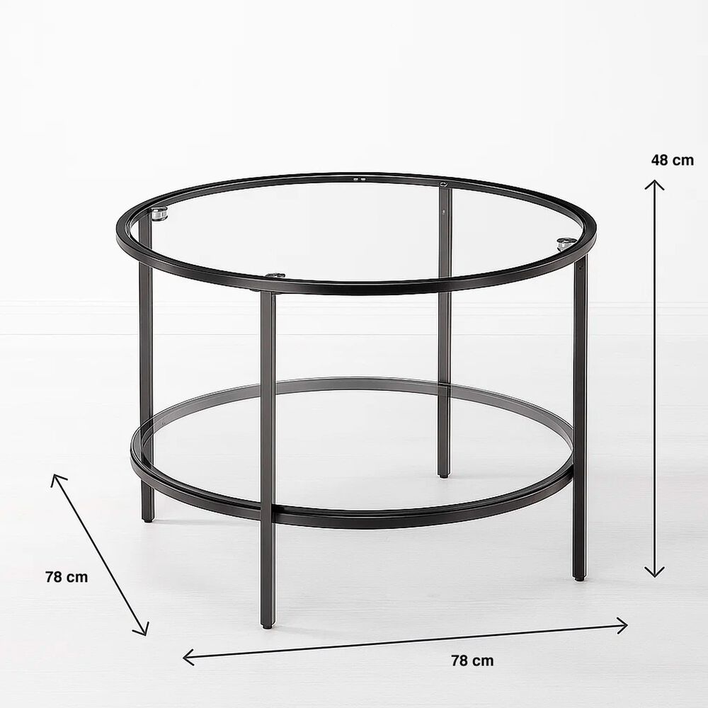 Mesa De Centro Orbe Con Vidrio Y Metal Negro image number 3.0