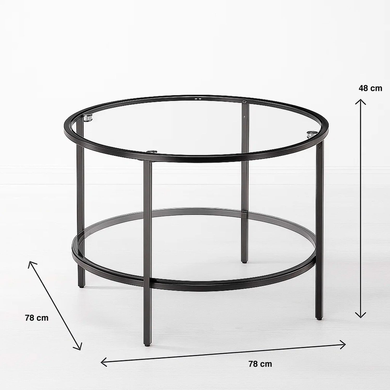 Mesa De Centro Orbe Con Vidrio Y Metal Negro image number 3.0