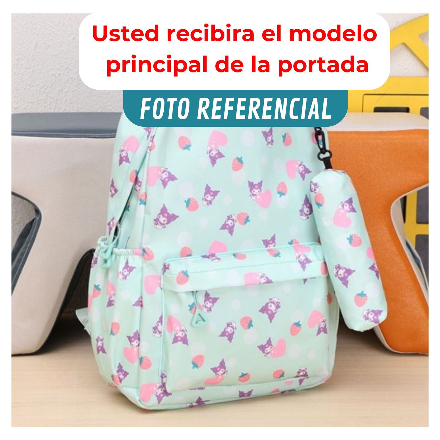 Mochila Kuromi Bolso Escolar Juvenil Sanrio Estilo Kawaii Sky Blue image number 2.0