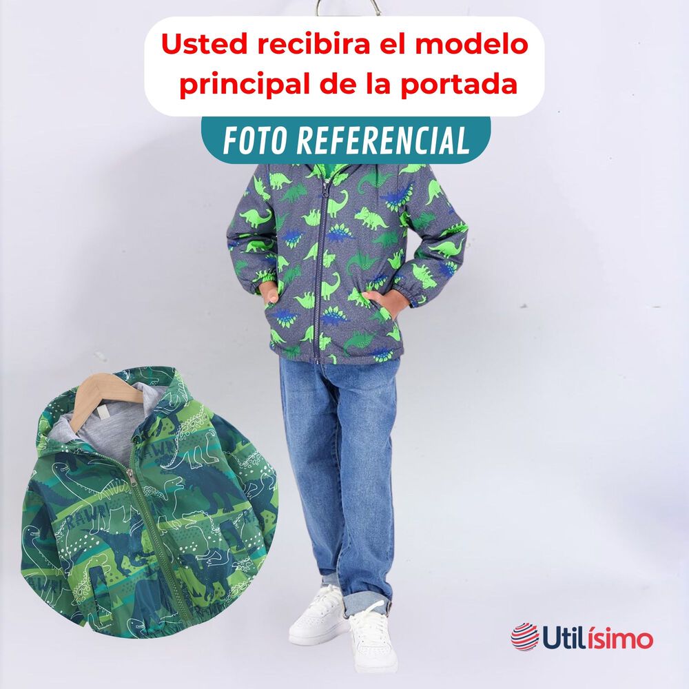 Cortaviento Impermeable Chaqueta Estampado Niño Bebé Light Green Dinosaur image number 6.0