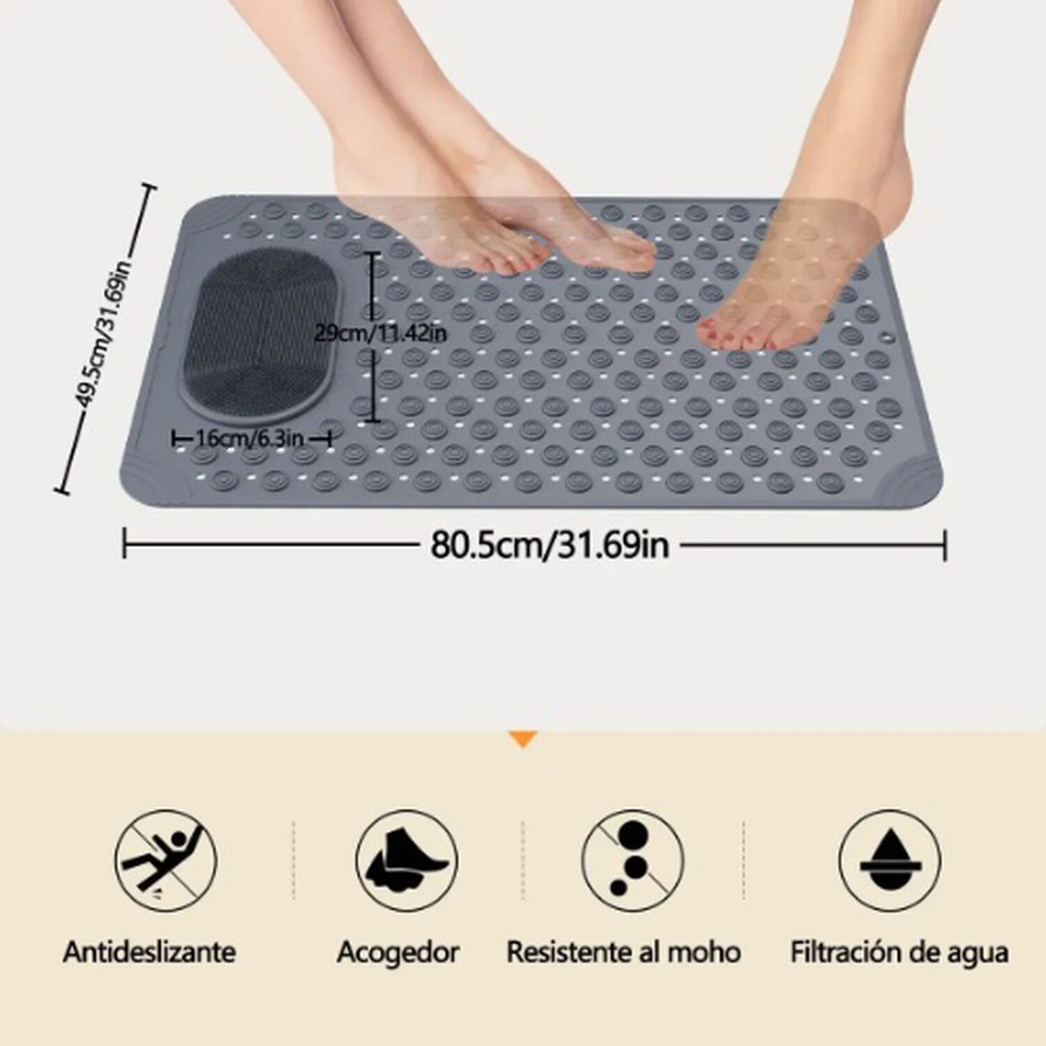 Goma Antideslizante Ducha Gris image number 2.0
