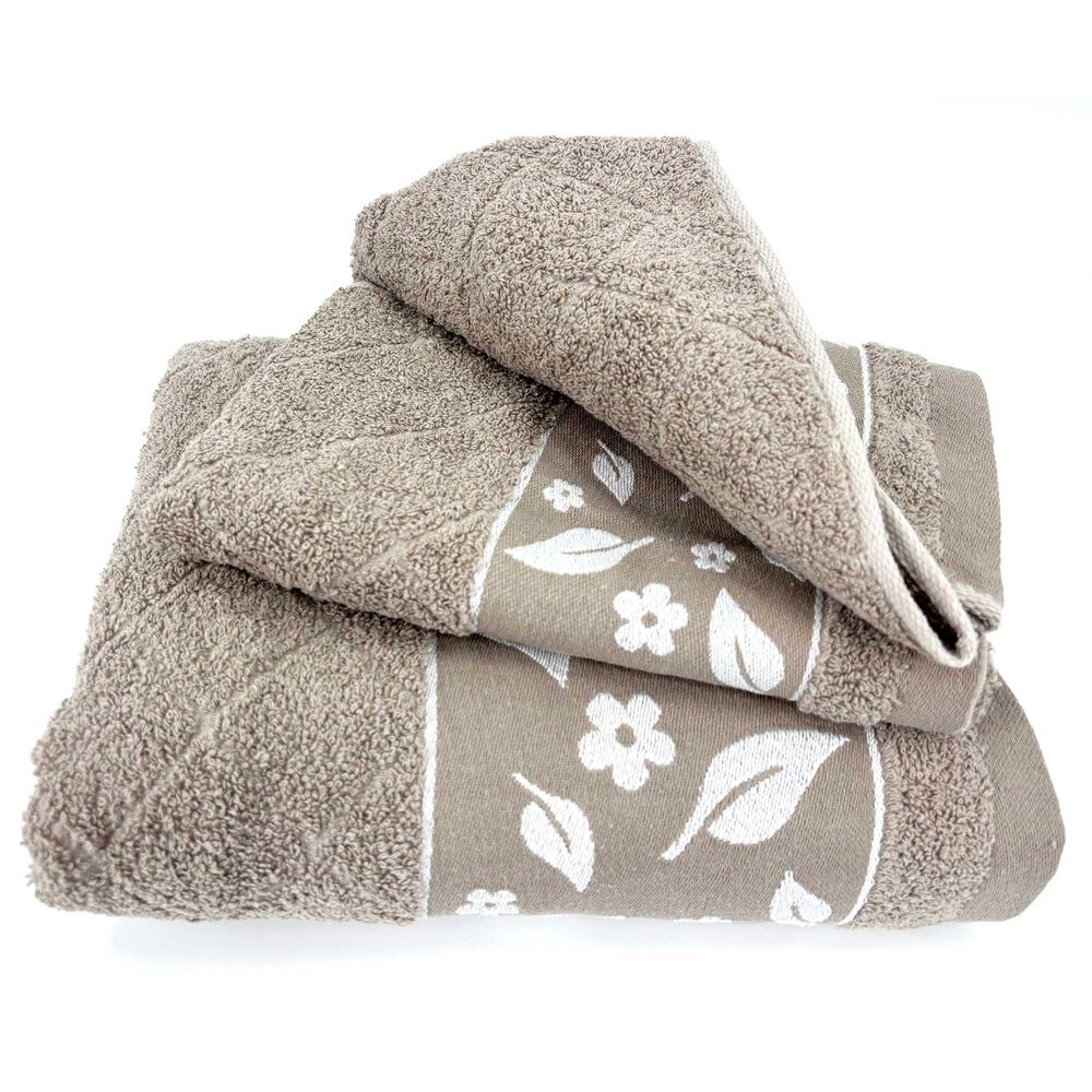 Juego Toalla Andes 2 Piezas Hojas Beige image number 1.0