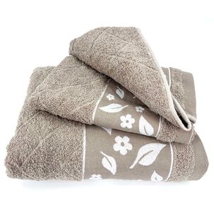 Juego Toalla Andes 2 Piezas Hojas Beige