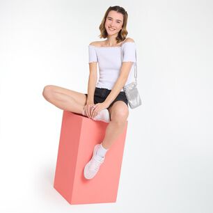 Polera Crop Panal Manga Corta Cuello Cuadrado Mujer Freedom