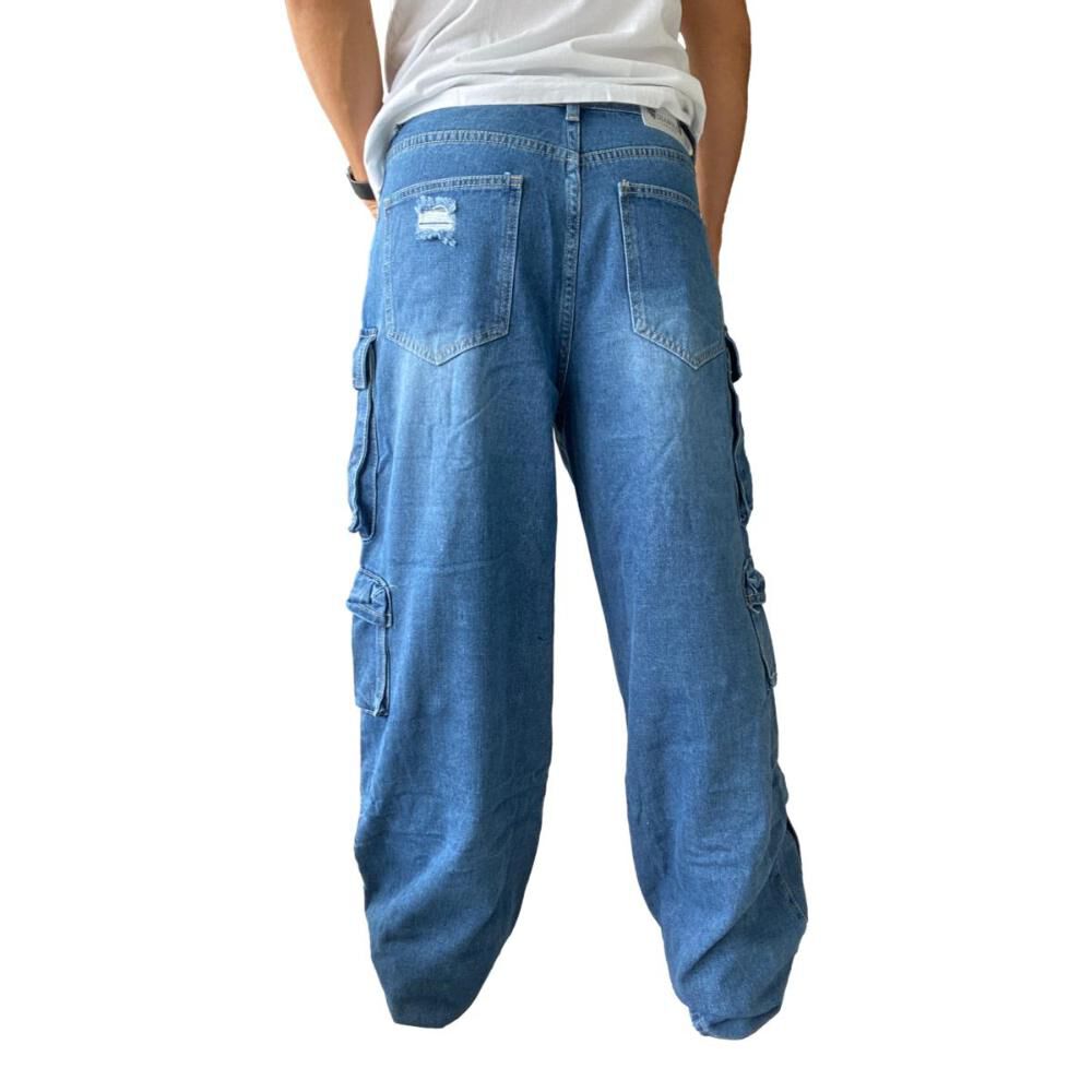 Jeans Diábolo Multicargo Rasgado Ancho Wide Leg Hombre image number 7.0