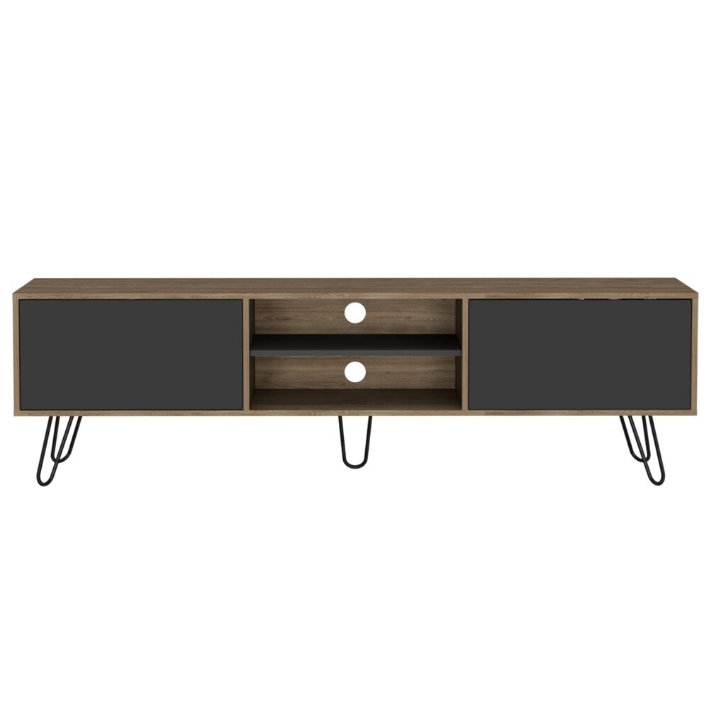 Rack Tv 80" 2 Puertas Fm-007c Café Claro Y Plomo image number 3.0