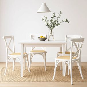 Pack De 4 Sillas Crossback Madera Rattan - Blancas