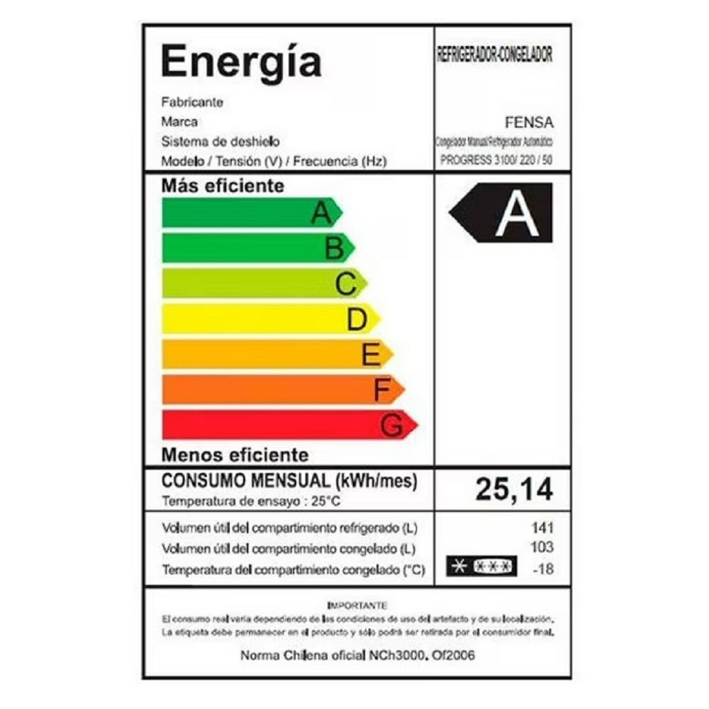 Refrigerador Fensa Progress 3100 Plus Fr&iacute;o Directo 244 Lts image number 3.0