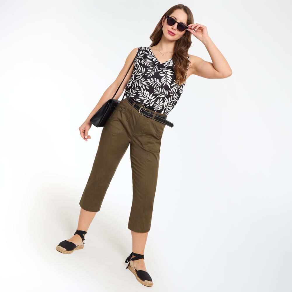 Bermuda Pescador Liso Con Cintur&oacute;n Tiro Medio Mujer Geeps image number 1.0