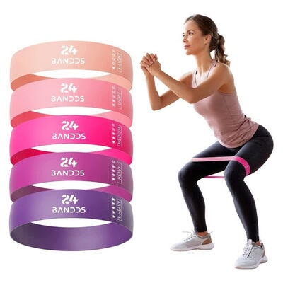 Pack 5 Bandas Elásticas Resistencia Circulares Yoga rosa