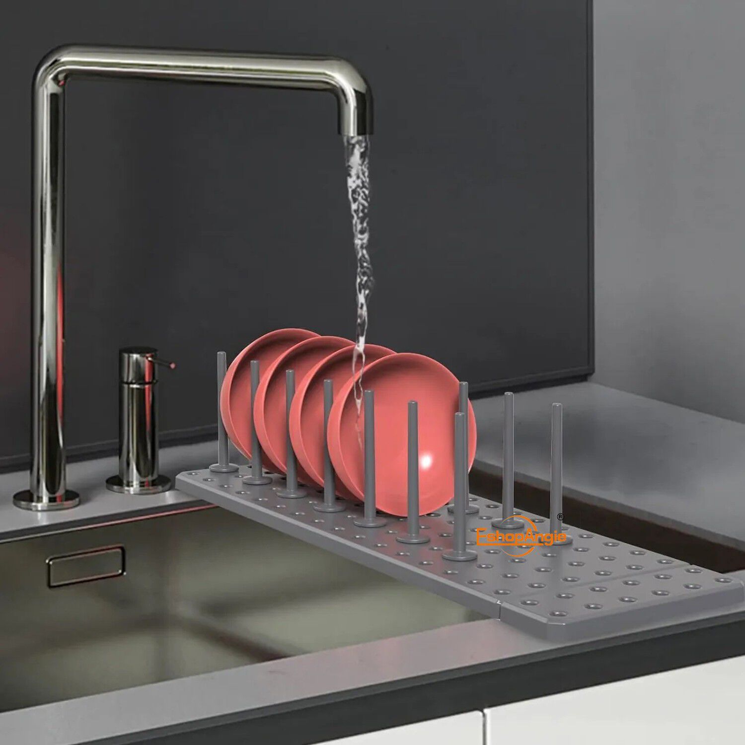 Estante Ajustable Drenaje Cocina Caj&oacute;n Gris Oscuro 2 Piezas image number 2.0