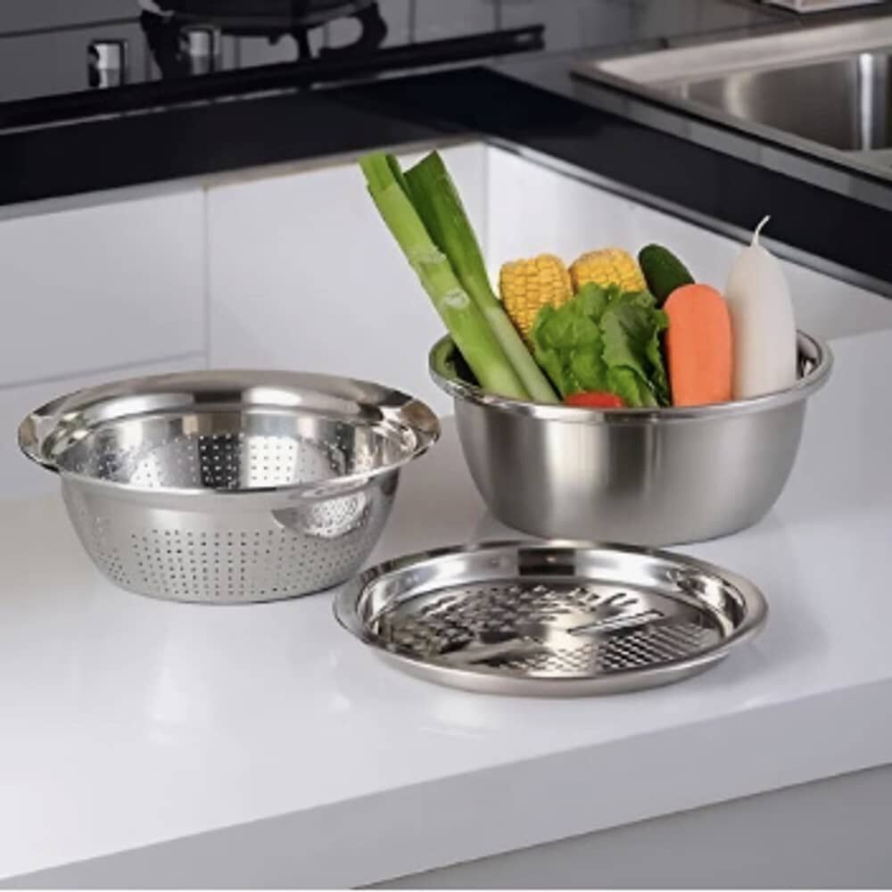 Bowl Lavabo Acero Inoxidable Rallado De Verduras 3 En 1 image number 4.0
